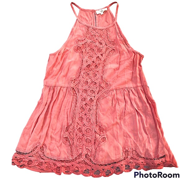 Entro Coral Salmon Boho Spaghetti Strap Tank Top Small - Picture 3 of 7